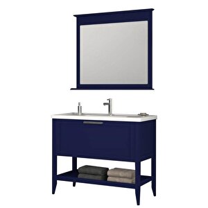 Bastle 100 Cm Mat Lacivert Banyo Dolabı Takımı