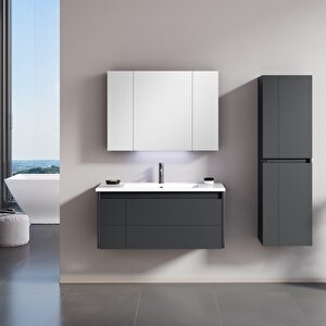 Likya 80 Cm Antrasit Banyo Dolabı Takımı Ve Boy Dolabı