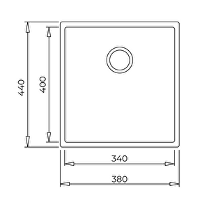 Square 34.40 Tg Granit Eviye  Stone Grey 115230031