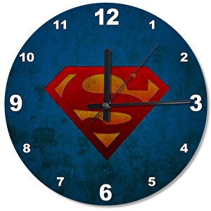 Superman Logo Ahşap Duvar Saati
