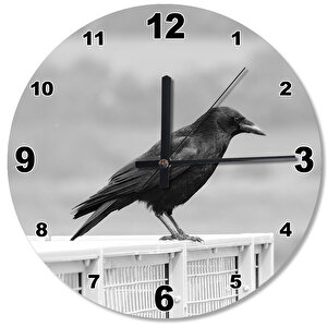 Kara Karga The Crow Ahşap Duvar Saati