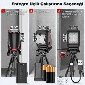Kobb Kbl36gtp Profesyonel Li-ion Şarjlı 4x360⁰ Lcd Ekran Otomatik Hizalamalı Yeşil Çapraz Çizgi Lazer Distomat + Uzaktan Kumanda +