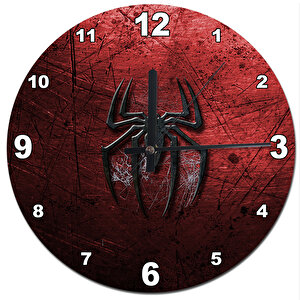Metal Zeminde Örümcek Adam Logo Tasarım Duvar Saati