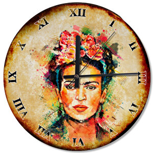 Frida Kahlo Roma Rakamlı Baskılı Duvar Saati