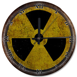 Nükleer Radyasyon İşareti Akarlı Duvar Saati