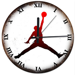Nba Jordan Basket Roma Rakamlı Desenli Duvar Saati