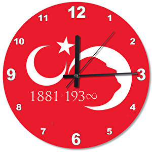 Bayrak , Atatürk Silüeti, Doğum Sonsuzluk Desenli Duvar Saati
