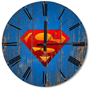 Süpermen Logo Baskılı Duvar Saati