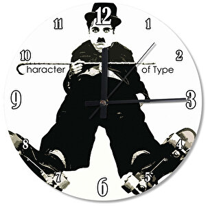 Bastonlu Charlie Chaplin Ahşap Duvar Saati
