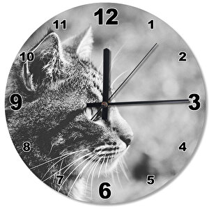 Avcı Kedi Ahşap Duvar Saati