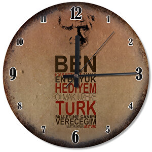 Atatürk Sözü Ve Resmi Dekoratif Duvar Saati