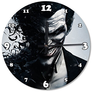 Siyah Beyaz Joker Ahşap Duvar Saati