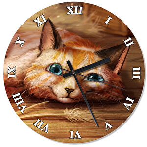 Uyuşuk Kedi Dekoratif Duvar Saati