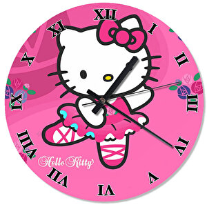 Hello Kitty Pembe Duvar Saati