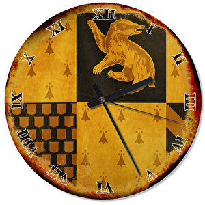 Hufflepuff Harry Potter Tasarım Duvar Saati