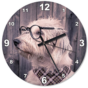 Gözlüklü Köpek Analog Duvar Saati