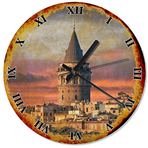 Retro İstanbul Galata Kulesi Akarlı Duvar Saati