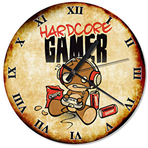 Hard Core Gamer Baskılı Duvar Saati