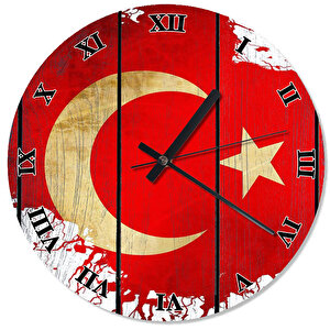 Türk Bayrak Tasarım Duvar Saati