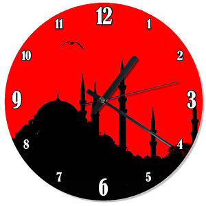 Kırmızı Zeminde Süleymaniye Cami Duvar Saati