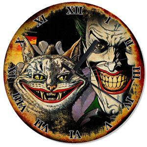 Joker Ve Kedi Akarlı Duvar Saati
