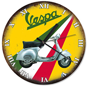 Renkli Yolda Vespa Retro Duvar Saati