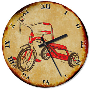 Kırmızı 3 Tekerlekli Bisiklet Akarlı Duvar Saati