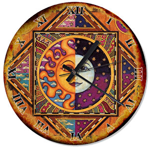 Ay Ve Güneş Tarot Akarlı Duvar Saati