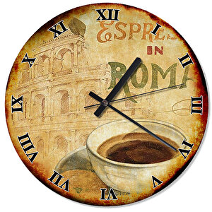 Retro Romada Espresso Kahve Akarlı Duvar Saati