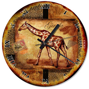 Eski Mektup Zeminde Zürafa Duvar Saati