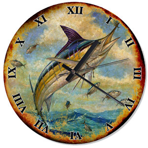 Kılıç Balığı Desenli Duvar Saati