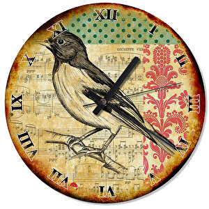 Eski Zeminde Müzik Notaları  Kuş Duvar Saati