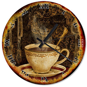 Retro Kahve Fincanı Analog Duvar Saati