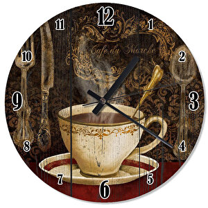 Kahve Fincanı Desenli Duvar Saati