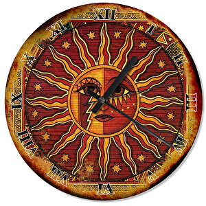 Aztec Güneşi Şekilli Duvar Saati