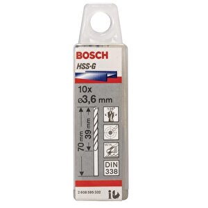 Hss-g 3,6x70 Mm Metal Matkap Ucu 10'lu Paket 2608595332