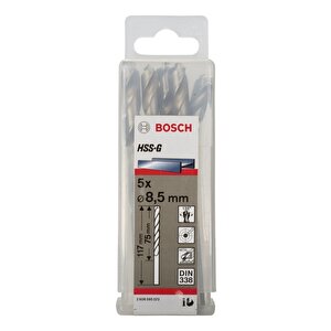 Hss-g 8,5*117 Mm Metal Matkap Ucu 5'li Pakbosch Hss-g 8,5 Mm Taşlanmış Metal Matkap Ucu 2608595073