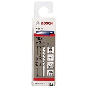 Bosch Hss-g 3 Mm 10'lu Taşlanmış Metal Matkap Ucu 2608595055