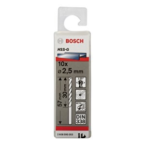 Hss-g 2,5 Mm 10'lu Taşlanmış Metal Matkap Ucu 2608595053
