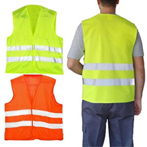 Fosforlu Reflektörlü İkaz Yeleği 5 Cm Reflektörlü Standart Beden Sarı