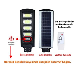 Voltek Solar Sokak Armatür Güneş Enerji Tasarruf Kablosuz Ip65 Kumandalı Fotosel Led Lamba 200 W