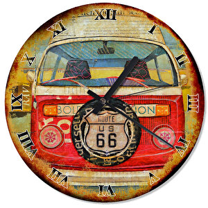 Eskimiş Zeminde Volkswagen Route 66 Duvar Saati