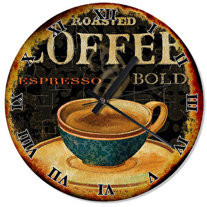Retro Espresso Kahve Fincanı Duvar Saati
