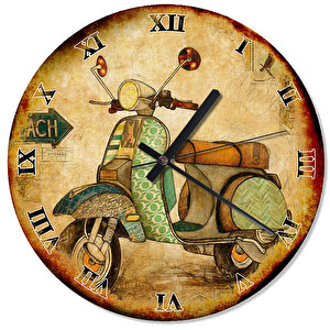 Eski Zeminde  Vespa Motorsiklet Duvar Saati