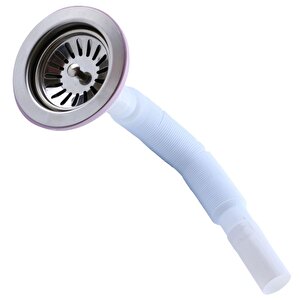 Lüks Çöpmak Körüklü Evye Lavabo Sifonu Gider Borusu Akordiyon Plastik Geniş Kafa Paslanmaz 30 -75 Cm