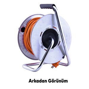 Bylion Ip20 Metal Makaralı Seyyar 4 Prizli Uzatma Kablosu 3x2.5 Mm Ttr Kablo 40 Metre Termal Sigorta
