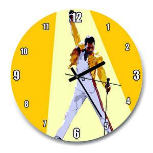Freddie Mercury Sarı Zemin Duvar Saati