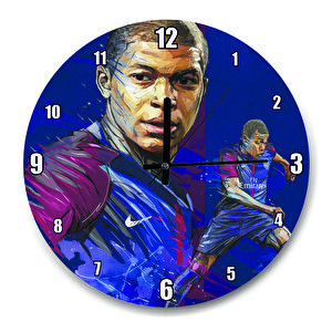 Kylian Mbappe Çizim  Duvar Saati