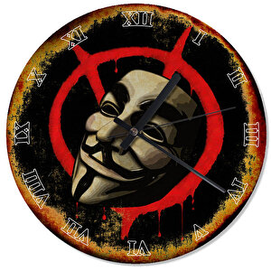 Eski Zeminde V For Vendetta Maske Ve İşareti Duvar Saati