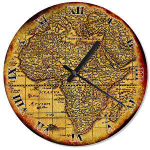 Eski Zeminde Eski Afrika Haritası Duvar Saati